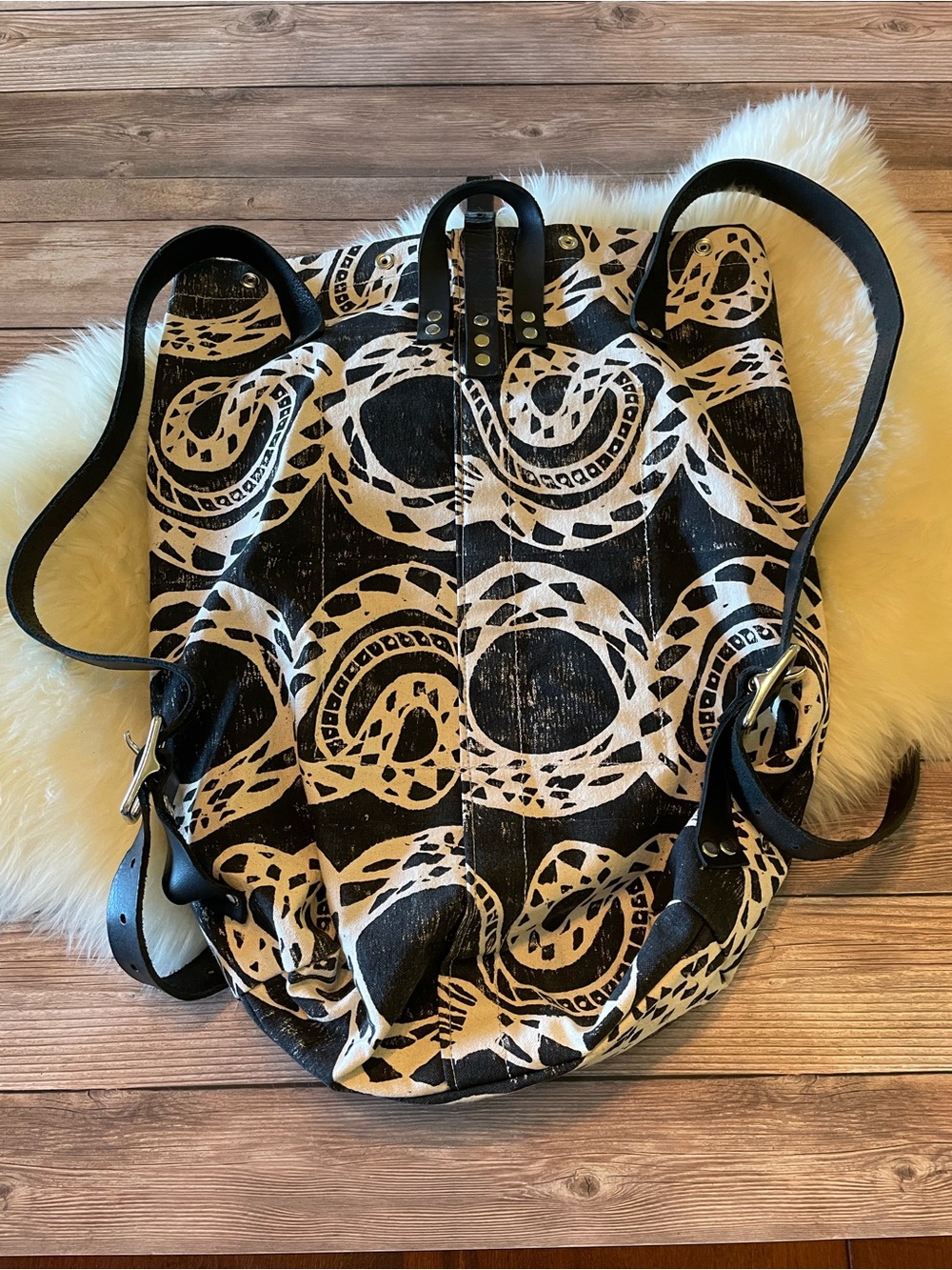 Julia Canright Snake Block Print Large Backpack - Picture 3 of 9